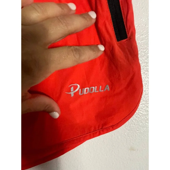 NEW Pudolla Mens Quick Dry Gym Workout Running Shorts Orange L - Picture 4 of 6